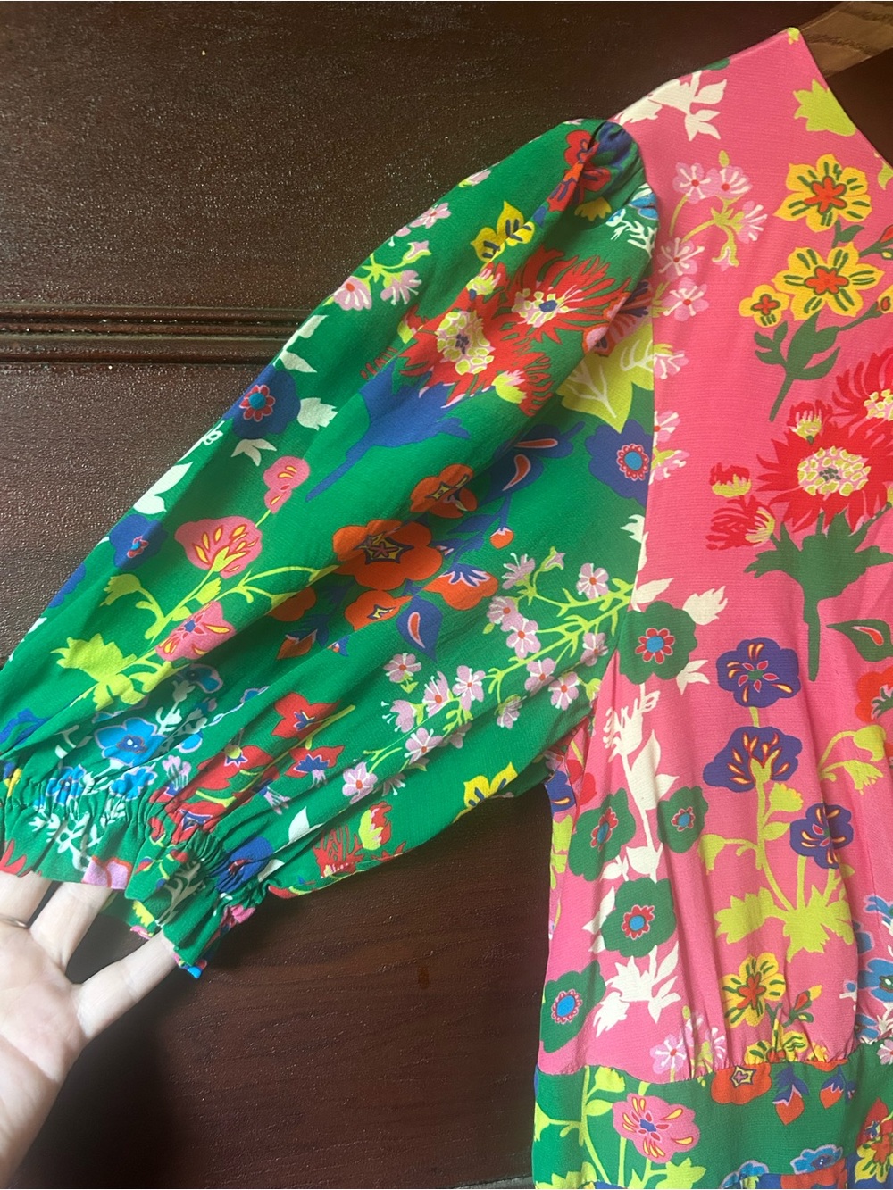 Boden Liv Pleat Midi Dress Wild Poppy Floral Botanical Print Puff Sleeve Size 6 - Picture 9 of 10